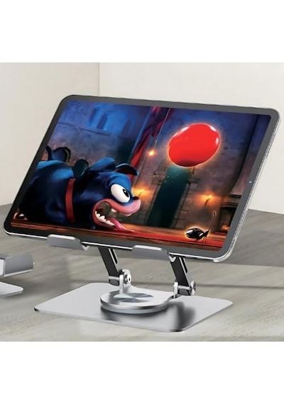 Rever Tablet Standı 360 Dönen Metal Masaüstü Açılı Katlanabilir Tablet Tutucu Stant