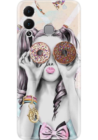 Infinix Hot 12 Play Kılıf Resimli Desenli Baskılı Silikon Donut Girl 1408