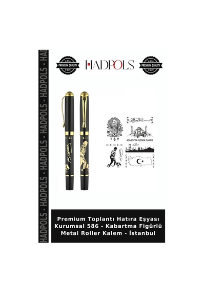 Premium Toplantı Hatıra Eşyası Kurumsal 586 - Kabartma Figürlü Metal Roller Kalem - İstanbul