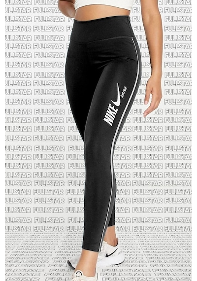 Nike One Dri Fit Training Printed Black Leggings Toparlayıcı 2 İç Cepli Siyah Tayt Siyah