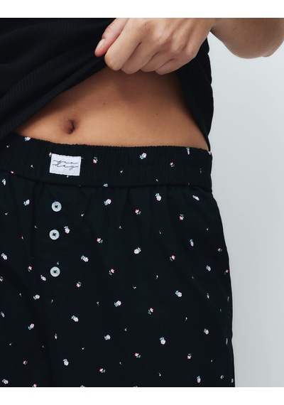 Marks & Spencer Çiçek Desenli Pijama Altı T37001825P Siyah