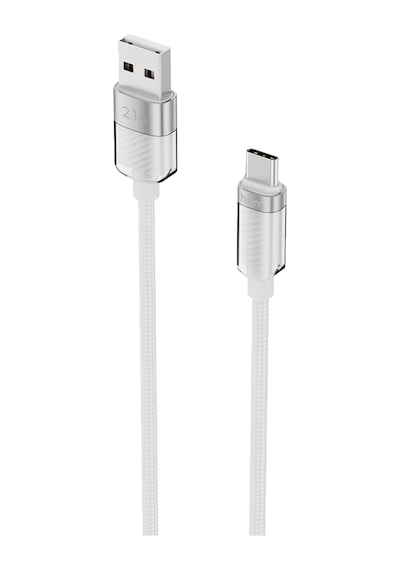 Knit Glam 2.1A Hızlı Şarj Destekli Usb-A To Type-C Şarj Ve Data Aktarım Kablosu 1 Metre Beyaz