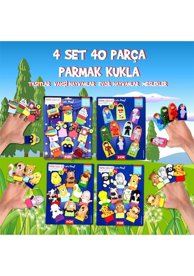 4 Set - 40 Parça Tox Meslekler Taşıtlar Evcil ve Vahşi Hayvanl