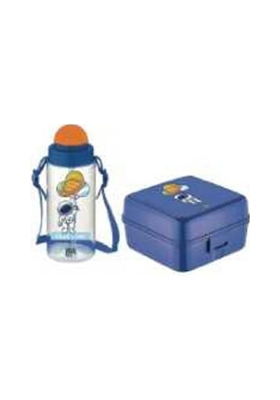 Gıpta Blue-me Tritan Pipetli Matara + Desenli Beslenme Kabı Set Çok Renkli