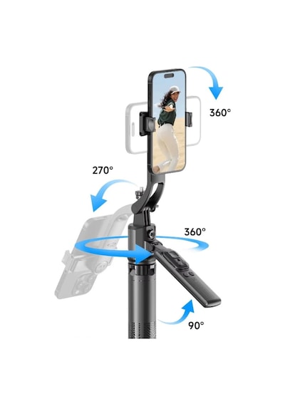 C17 Tripod 360 Otomatik Rotasyon Çekim Quadrapod Profesyonel Selfie Çubuğu Aı Yüz Takibi 163cm