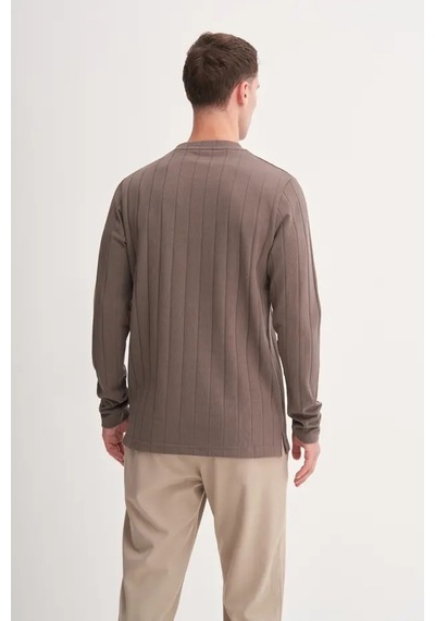 Cazador Premium Kalın Jakarlı Interlok Regular Fit Sweatshirt-53950 Vizon