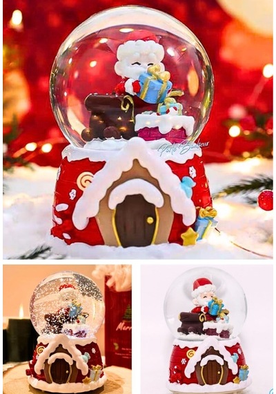 Mega Boy 2025 Yılbaşı Noel Baba Temalı Kar Püskürtmeli Işıklı Müzikli Kar Küresi 16 Cm- 18b