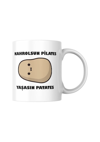 Yaşasın Patates Komik Baskılı Kupa Bardak Hediyelik Çay Kahve Kupası Coffee Mug Beyaz - Çok Renkli
