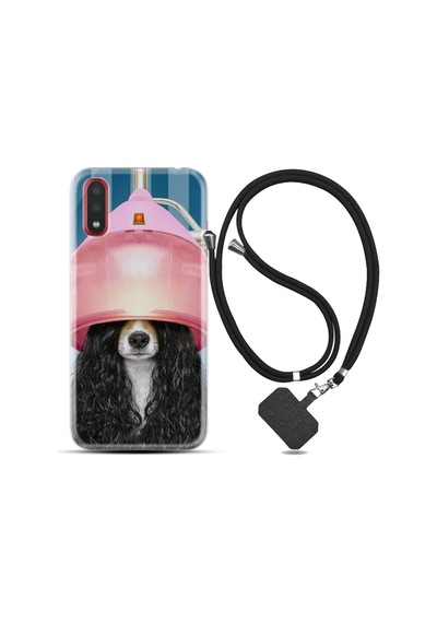 Samsung Uyumlu Galaxy A02 Kılıf Ipli Askılı Earring Woman 1363