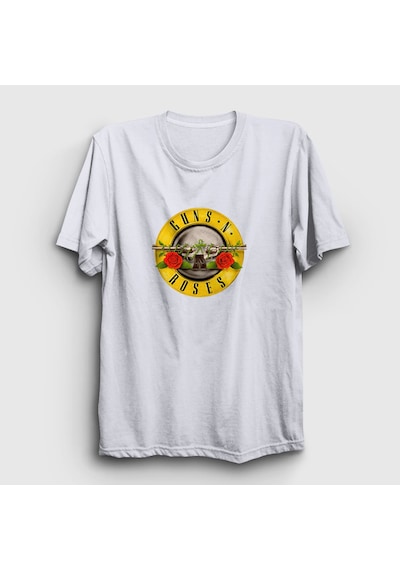 Presmono Unisex Logo Guns N' Roses T-shirt Beyaz