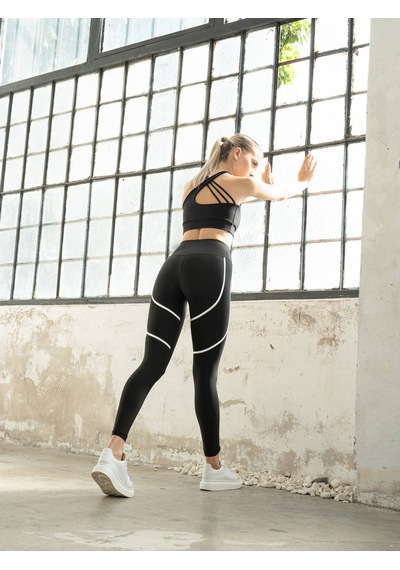 Lismina Bir Askısı Üç İpli Spor Büstiyer - Sporcu Sütyeni Siyah