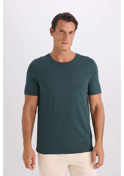 DeFacto Slim Fit Dar Kesim Bisiklet Yaka Modal Karışımlı Pamuklu Basic Düz Kısa Kollu Tişört M6606AZ25SPGN536