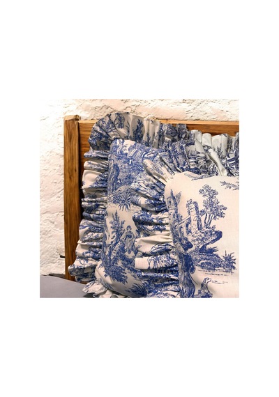 Fırfırlı Yastık Kılıfı Tek Kişilik Fransız Kır Evi Stili 2'li 50 X 70 Cm Lacivert