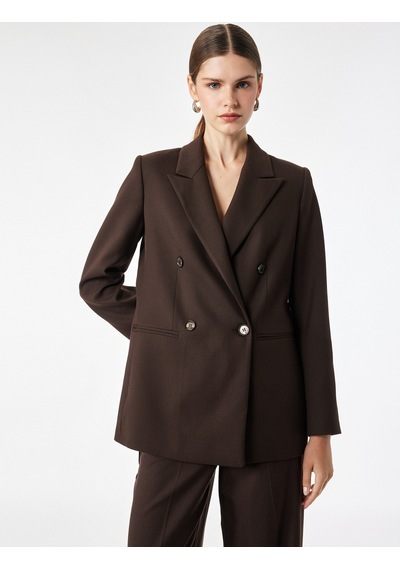 Koton Viskon Karışımlı Düğme Detaylı Uzun Kollu Kruvaze Yaka Blazer Ceket Kahverengi 7wak50011uw Kahve Koton Viskon Karışımlı Düğme Detaylı Uzun Kollu Kruvaze Yaka Blazer Ceket Kahverengi 7wak50011uw Kahve
