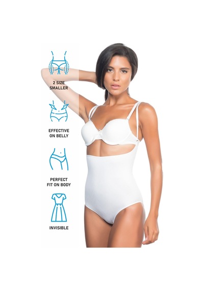 Beyaz Mı Emay 2073 Göğüsü Açık Desenli Body Korse Beyaz