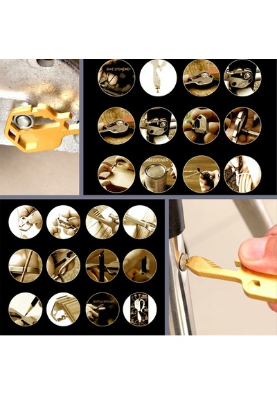 Omeniv Anahtar Form Anahtarlık Kamp Çakı Alyen Testere Cetvel Gold Çok Renkli