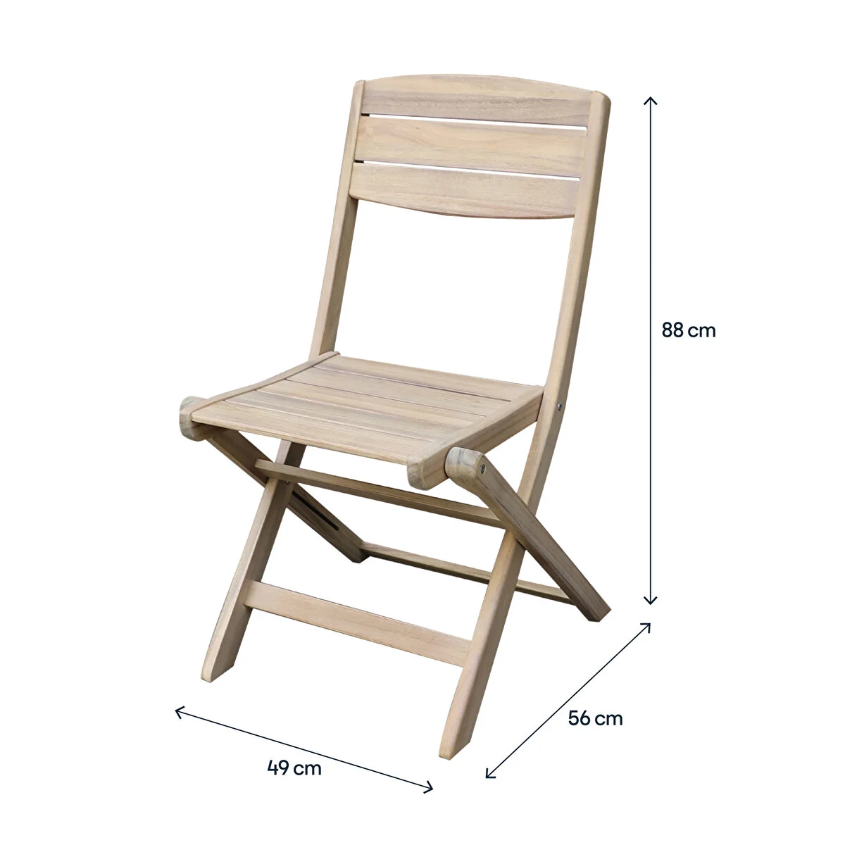Ahşap Yarı Katlanır Bahçe Balkon Masası 70 Cm Açık Kahverengi