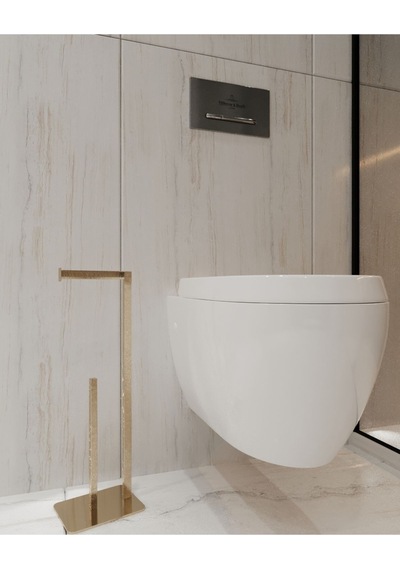 Aju Tuvalet Kağıtlığı Yedekli Gold Tasarım Ağır Döküm Ayaklı Devrilmez Banyo Tuvalet Kurulum Gerektirmez Gold