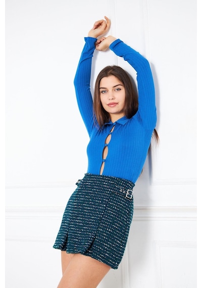 Darlin Moda Yeşil Toka Detaylı Şort Etek Dm2019 Yeşil