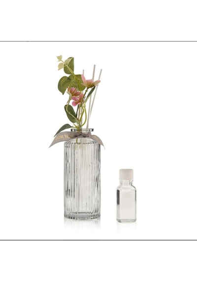 Cam Vazoda Çiçekli Oda Kokusu Seti 23 Cm Çubuklu Oda Kokusu White Jasmine - Micro