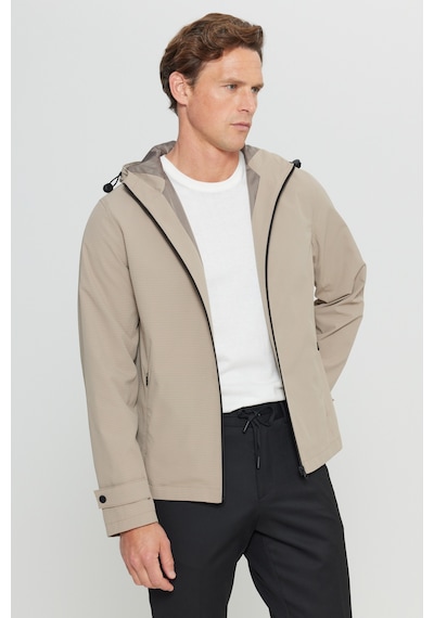 Altınyıldız Classıcs Erkek Bej Softshell Standart Fit Normal Kesim Kapüşonlu Cepli Mont