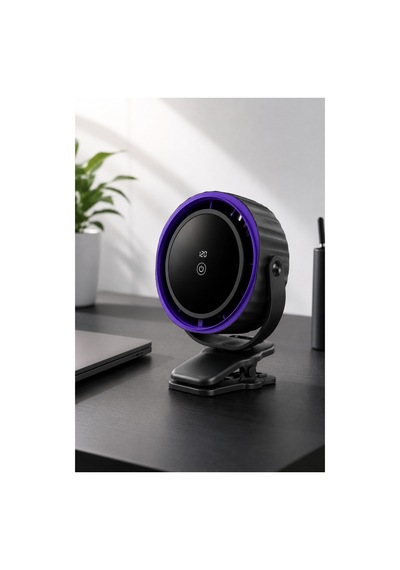 Robeve Blic Led Ekranlı Şarjlı Klipsli Fan Usb-c Şarjlı Masaüstü Vantilatör 4 Kademeli Güçlü Rüzgar, Dijital Gösterge, Sessiz Mini Fan, Taşınabilir Masa Ve Bebek Arabası Klipsli Fan