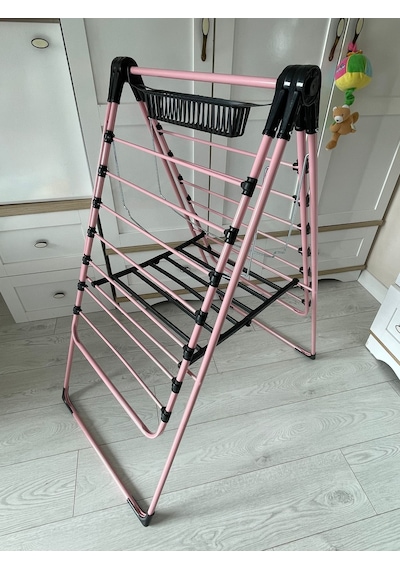 Sobapark Pembe Renkli Kanatlı Kurutmalık Elbise Çamaşır Kurutmalı Pembe - Siyah