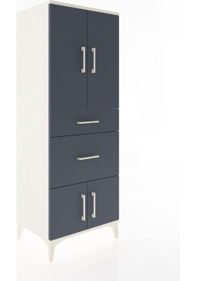 Hyperion Dolap 3 Raflı 2 Çekmeceli 4 Kapaklı 60x44x163 Aytaşı-antrasit Aytası
