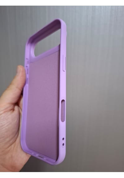 Apple Uyumlu iPhone 17 Air Logolu İçi Kadife Silikon Lansman Kılıf Lila