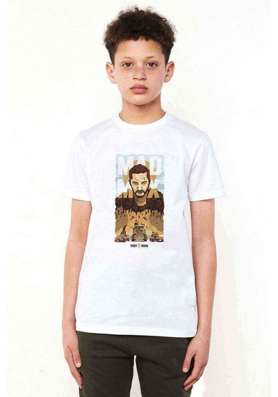 Tshirthane Mad Max Baskılı Unisex Çocuk Beyaz T-Shirt