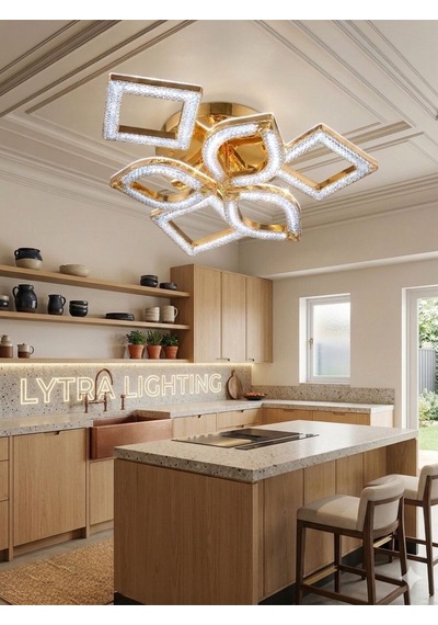 Hera Model 6'lı Gold 3 Renk Modu Ledli Tavana Sıfır Modern Salon Mutfak Çocuk Yatak Odası Led Avize