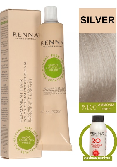 Renna Bitkisel Amonyaksız Saç Boyası 60 Ml Gümüş Oksidan Hediyeli