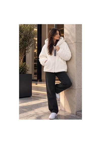 Öners Kadın Kapşonlu Peluş Fermuarlı Sweat Oversize Yumuşak Polar Hoodie Kışlık Sıcak Tutucu Beyaz Beyaz Öners Kadın Kapşonlu Peluş Fermuarlı Sweat Oversize Yumuşak Polar Hoodie Kışlık Sıcak Tutucu Beyaz Beyaz