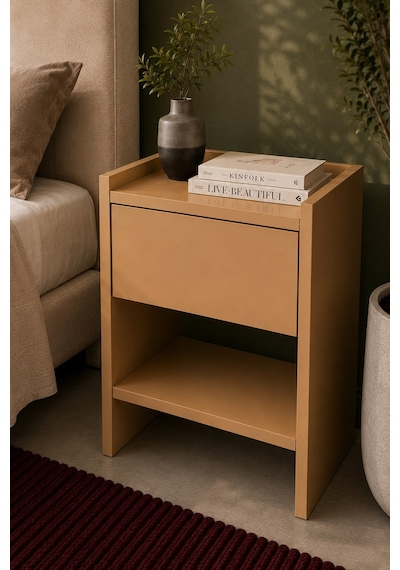 Home Keto Tek Çekmeceli Komodin 38x52x40 Cm Modern Tasarım Bej - 914411036 Bej
