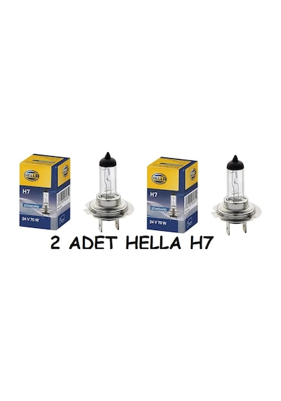 2 Adet Hella H7 Ampul 24 Volt Far & Sis Ampulü 70 Watt