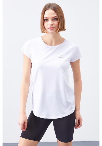 Tommy Life Beyaz Sırt Pencereli Kısa Kol Standart Kalıp O Yaka Kadın T-shirt - 97101 Beyaz