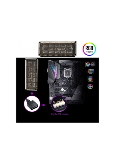 Rgb 10 Port Hub 12v 4-pin Fanlar Ve Soğutucu İçin Aura Sync Rgb Adaptörü