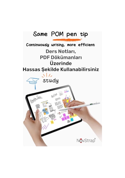 Novstrap Apple Uyumlu iPad  11. Nesil A16 / 10. Nesil 10.9 İnç İle Bluetooth Dokunmatik Tablet Kalemi Bp26bl Pil Ekranlı Kısayol Tuşlu Stylus Pencil
