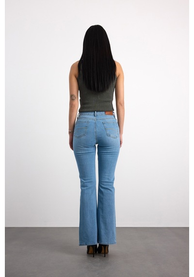 24352-70053 Kadın Hıght Waıst Flare Denim Pantolon 24352-70053 Buz Mavi