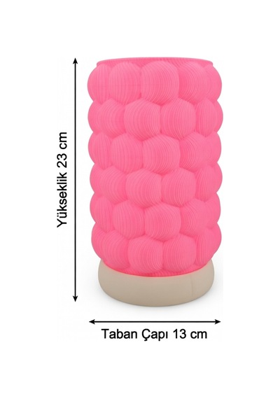 Dalgalı Kabartmalı Silindir Lamba Pembe - 3d Baskı Fütüristik Gece Lambası Pembe