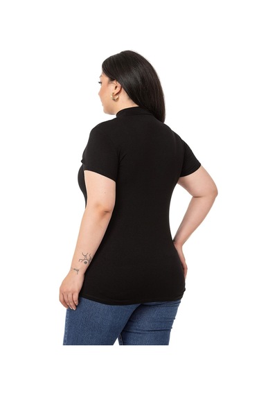 Disentis Büyük Beden Yarım Balıkçı Kısa Kollu Viskon Siyah Body-siyah Siyah