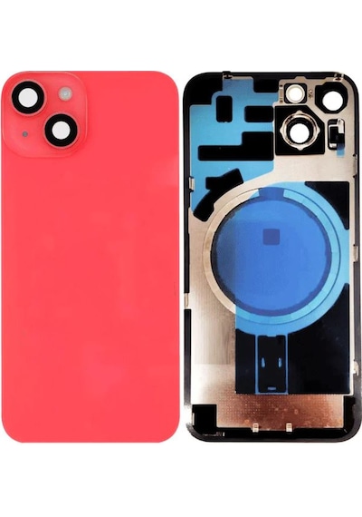 Apple Uyumlu iPhone 14 Plus Kırmızı Full Nfc Ve Demirli Arka Kapak Batarya Kapağı Pil Kapağı Kırmızı