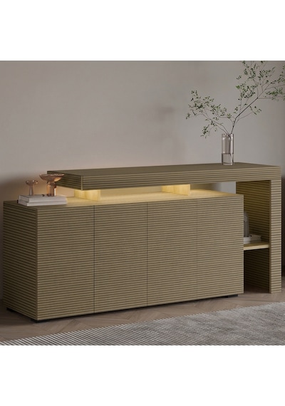 İnarch Dizayn Beliz Led Işıklı Modern Konsol 170 Cm, 4 Kapaklı Ve İç Raflı Depolama, Şık Tasarım Sıcak Meşe İnarch Dizayn Beliz Led Işıklı Modern Konsol 170 Cm, 4 Kapaklı Ve İç Raflı Depolama, Şık Tasarım Sıcak Meşe