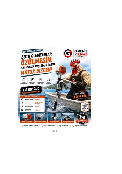 Algaride Wm60 2 Hp Benzinli Tekne Motoru 51.7cc 6500 Rpm 1.2l Yakıt Deposu