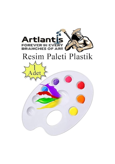 Artlantis Palet Rulo Fırça Ponpon Fırça Ve Plastik Spatula 4'lü Set 1 Paket Resim Hobi Sanat Etkinlik Resim Paleti