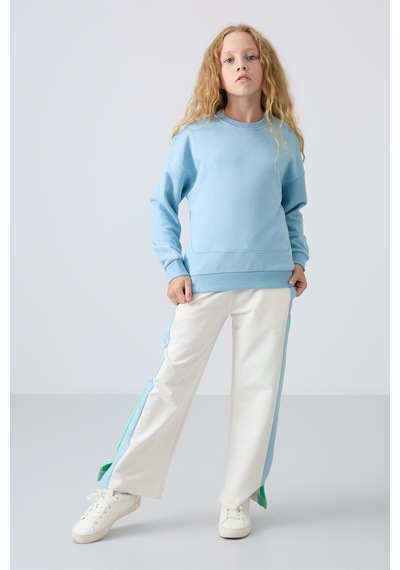 Oversize 3lü Paket Siyah-gül Kurusu-açık Mavi Kız Çocuk Sweatshirt - 75150 Siyah - Pembe