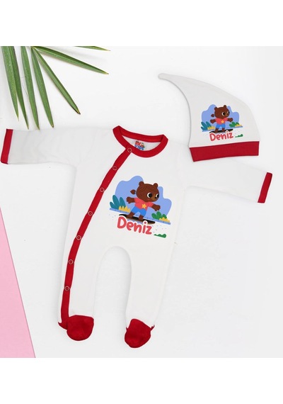 Bk Kids Kişiye Özel Bebek Kıyafeti, Bebek Giyim Hediyesi, Tulum Zıbın Ve Kukuletalı Şapka Seti-9 Çok Renkli