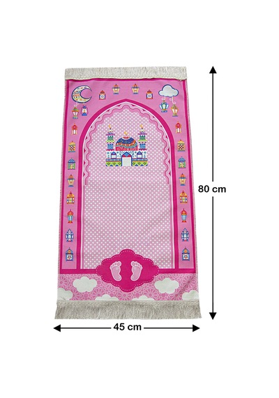 Namaz Öğreten Sesli Cihazlı Kitap Tesbihli Kızımın Çocuk Seccadesi Seti Pembe