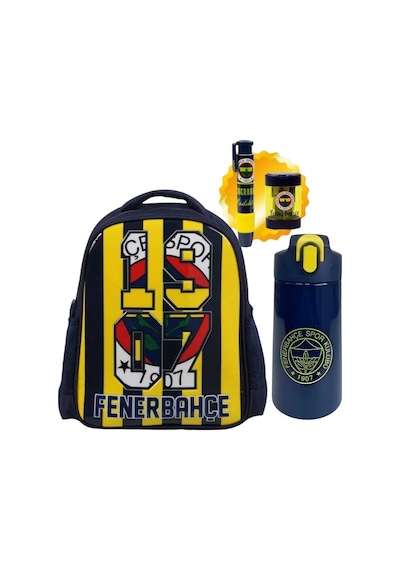 Lisanslı Anaokulu Çantası& Çift Gözlü Kalem Çantası - Çelik Matara 500 Ml 8 Çok Renkli