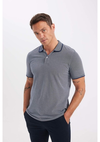 Defacto Slim Fit Dar Kesim Polo Yaka Kısa Kollu Pamuklu Tişört D0033AXNS Lacivert